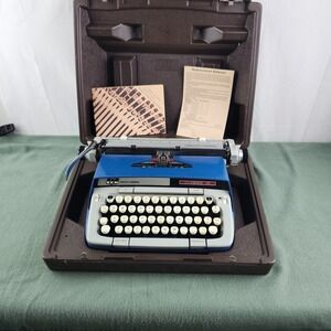 Smith Corona Classic 12 Royal Blue Electric Vintage Typewriter & Case Rare Color